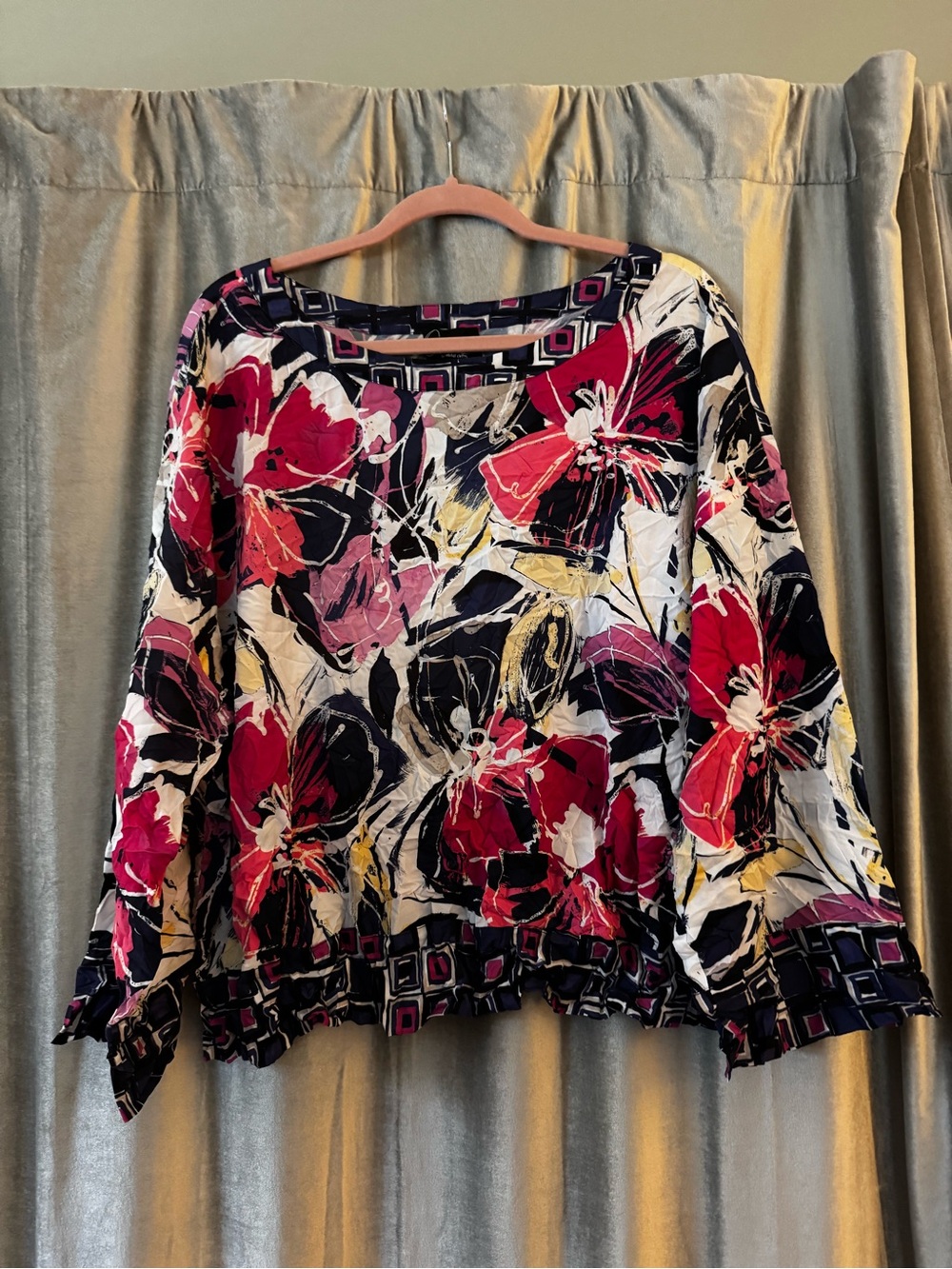 Habitat Blouse in Pink, Navy and White
